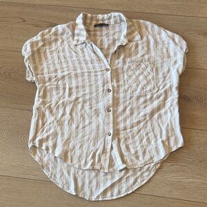 Moa Moa Beige Striped Button-Down Shirt